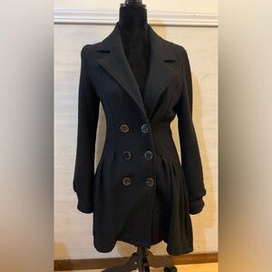 Free People Lana Carbon Floral Lined Fit & Flare Coat.